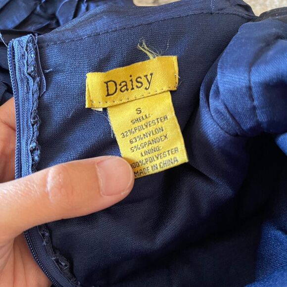 Vintage Y2K Daisy Brand Navy Ruched Satin Bodycon Strapless Mini Dress Size S - Picture 6 of 7